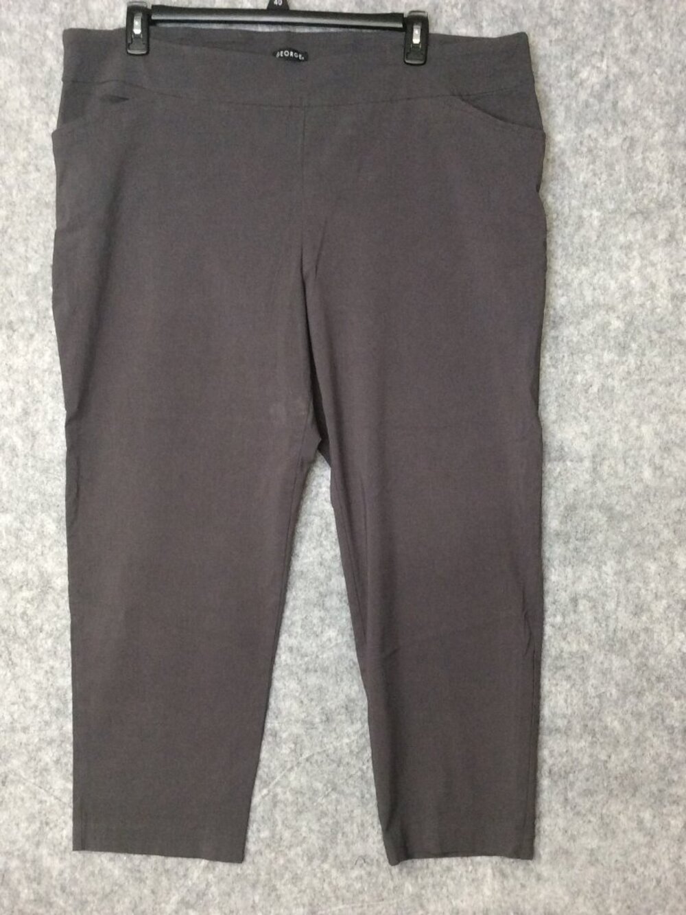 George Women’s Dress Pants Grey Size 26W 28W 4X Flat Front Stretch Pull On